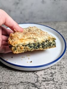 a photo of a piece of spanakorizopita.
