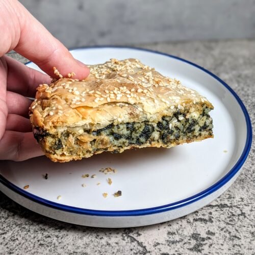 a photo of a piece of spanakorizopita.