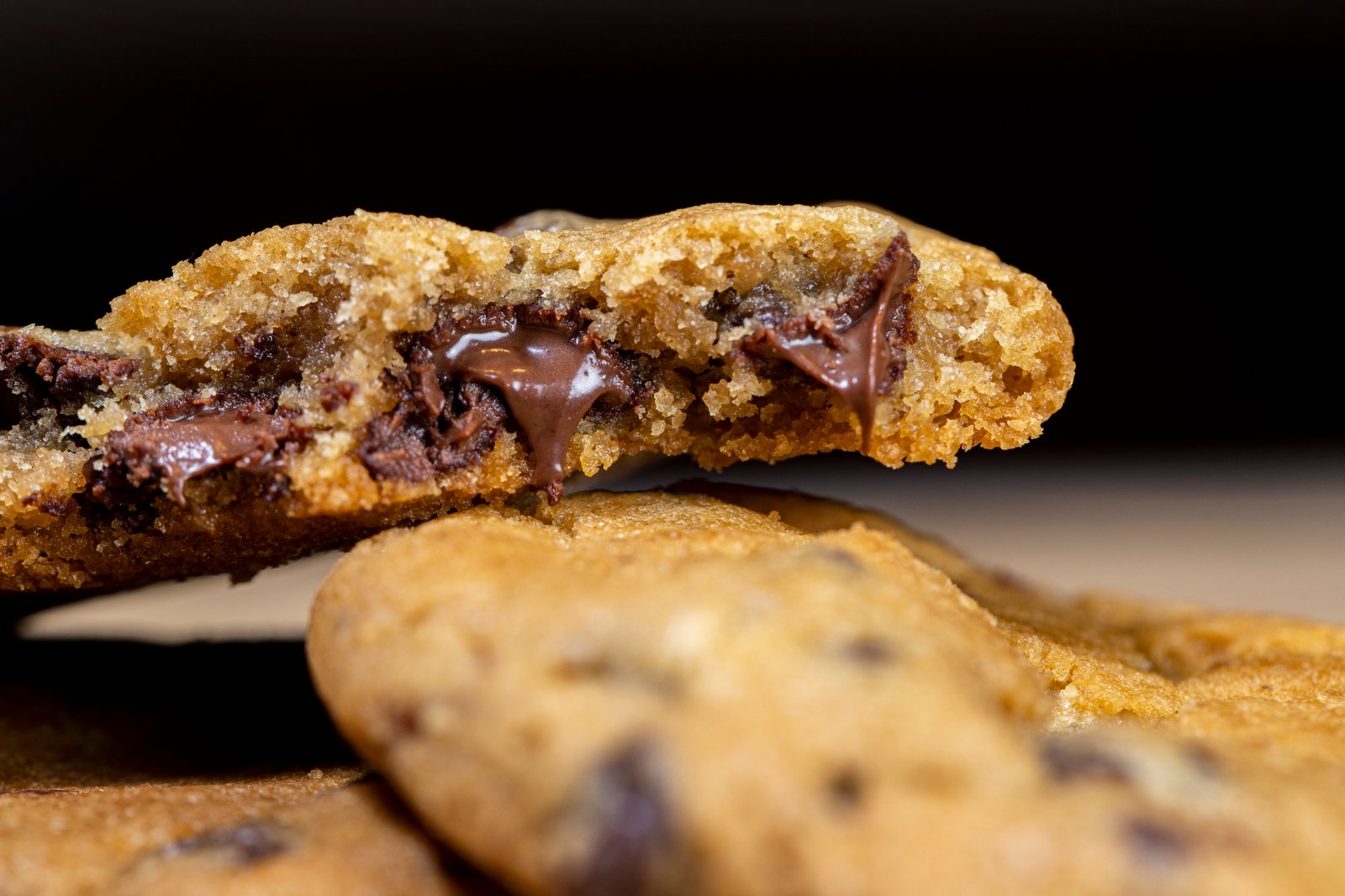 a close up photo of chocolate chip cookie