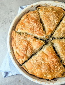 A photo of the spanakorizopita pie. 